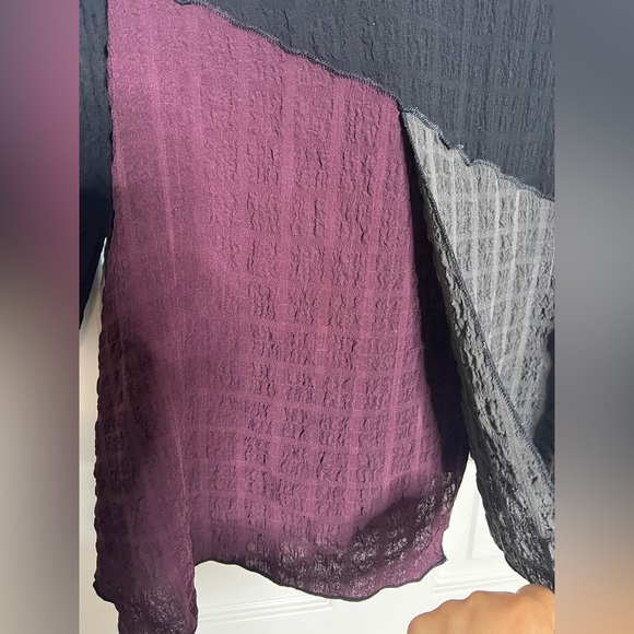 🩶 Colorblock Gauze Blouse - Picture 3 of 6